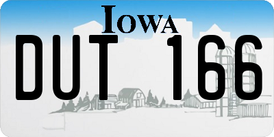IA license plate DUT166
