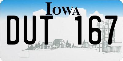 IA license plate DUT167