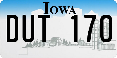 IA license plate DUT170