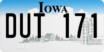 IA license plate DUT171