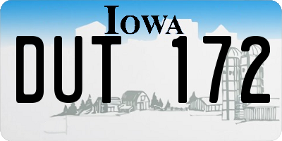 IA license plate DUT172