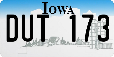 IA license plate DUT173