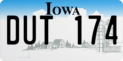 IA license plate DUT174