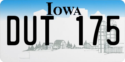 IA license plate DUT175