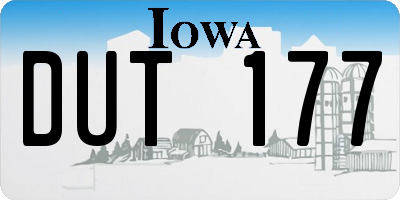 IA license plate DUT177