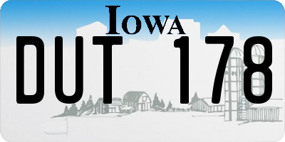 IA license plate DUT178