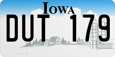 IA license plate DUT179