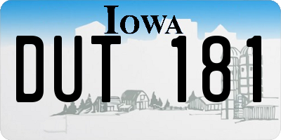 IA license plate DUT181