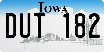 IA license plate DUT182