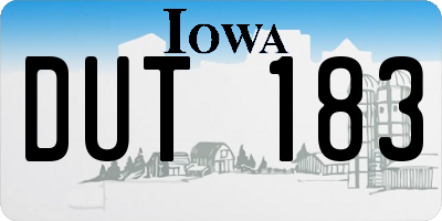 IA license plate DUT183