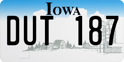 IA license plate DUT187