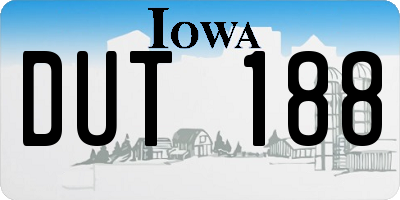 IA license plate DUT188