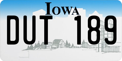 IA license plate DUT189