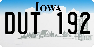 IA license plate DUT192