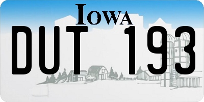 IA license plate DUT193