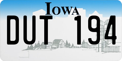 IA license plate DUT194