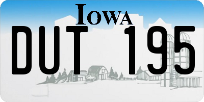 IA license plate DUT195