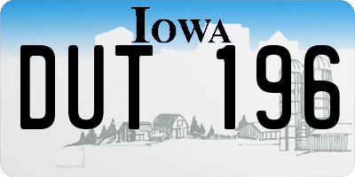 IA license plate DUT196