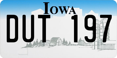 IA license plate DUT197