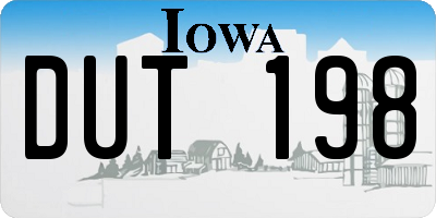 IA license plate DUT198