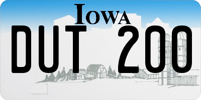 IA license plate DUT200