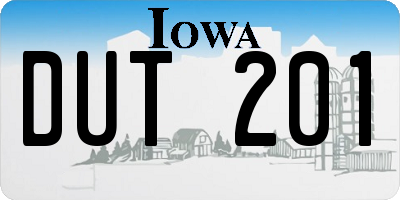 IA license plate DUT201