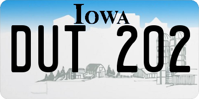 IA license plate DUT202