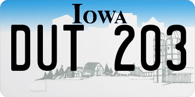 IA license plate DUT203