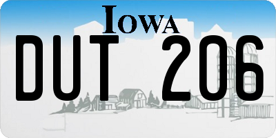 IA license plate DUT206