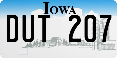 IA license plate DUT207