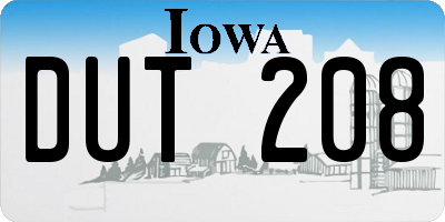 IA license plate DUT208