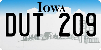 IA license plate DUT209