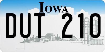 IA license plate DUT210