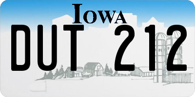 IA license plate DUT212