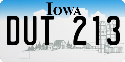 IA license plate DUT213