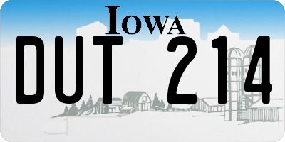 IA license plate DUT214