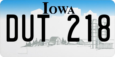 IA license plate DUT218