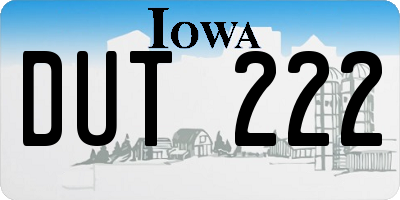 IA license plate DUT222