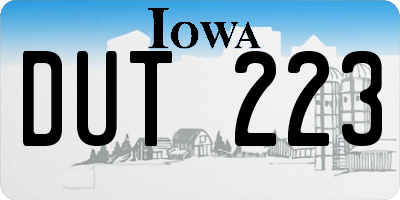 IA license plate DUT223