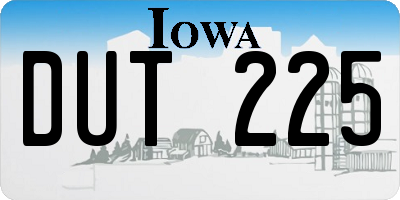 IA license plate DUT225