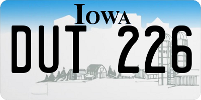 IA license plate DUT226