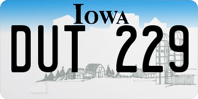 IA license plate DUT229