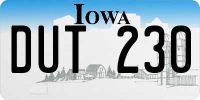 IA license plate DUT230