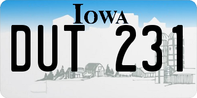 IA license plate DUT231