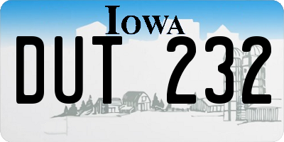 IA license plate DUT232