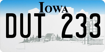 IA license plate DUT233