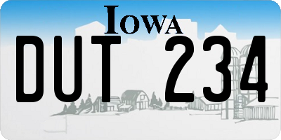 IA license plate DUT234