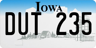 IA license plate DUT235
