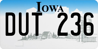 IA license plate DUT236