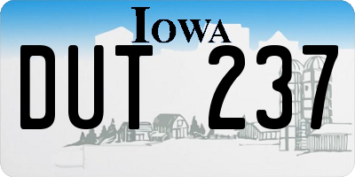 IA license plate DUT237